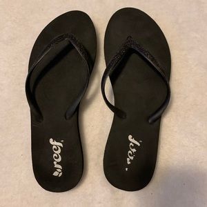 Reef Sparkly Black Flip Flops